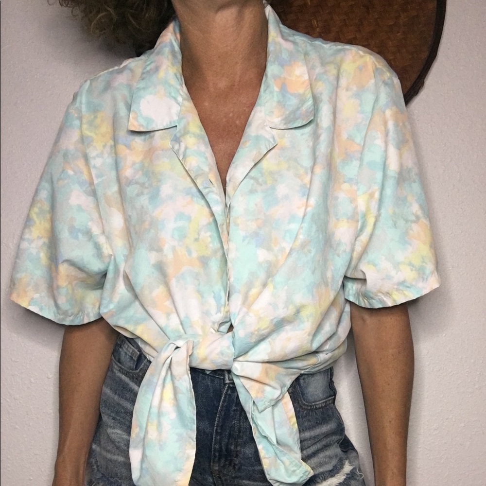 🍭VTG floral watercolor vsco blouse